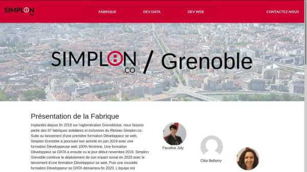 page d'accueil du site simplon grenoble (projet)